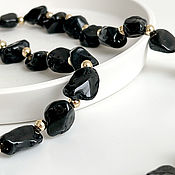 Работы для детей, handmade. Livemaster - original item Beads necklace nuggets black spinel, gilding. Handmade.