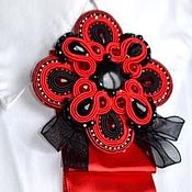 Женский сутажный комплект украшений браслет и серьги с перламутром