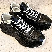 Обувь ручной работы handmade. Livemaster - original item Sneakers made of genuine python leather, in black.. Handmade.