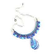 Украшения handmade. Livemaster - original item Bright agate necklace, blue necklace with pendant, blue necklace. Handmade.
