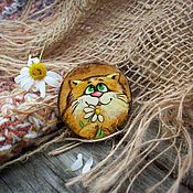 Украшения handmade. Livemaster - original item Red cats-for luck. Brooches made of wood Painting.. Handmade.