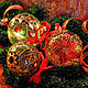 Стеклянные елочные шары `Рождество`, витражная роспись