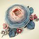Cloud Valley Of The Roses. Brooch with flowers made of fabric and genuine leather, Brooches, St. Petersburg,  Фото №1