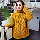 Jerseys: Women's warm turtleneck sweater mustard color oversize style. Sweaters. Kardigan sviter - женский вязаный свитер кардиган оверсайз. My Livemaster. Фото №4