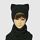 kit: Hat with ears Cat knitted Scarf rescence, Caps, Orenburg,  Фото №1