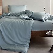 Для дома и интерьера handmade. Livemaster - original item Tencel bed linen in a blue shade to order. Handmade.