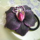 Зажим "Черная орхидея". Заколки. Анна Медведева. Ярмарка Мастеров.  Фото №5