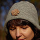 Crochet  Gray hat, golden rose brooch, cloche hat, women's hat. Hats1. Джемпера, шапки, палантины от 'Azhurles'. My Livemaster. Фото №4