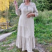 Одежда handmade. Livemaster - original item Long linen Lubava dress in peasant Boho style. Handmade.