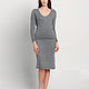 Gray cashmere knit suit, skirt and V-neck sweater, Suits, Tolyatti,  Фото №1