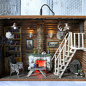 Для дома и интерьера handmade. Livemaster - original item Miniature on the bookshelf HUNTER`S HOUSE. Handmade.
