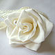 Белая роза с жемчужиной на ажурной ленте, Браслет из бусин, Москва,  Фото №1