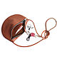 Round a little red bag with a strap over the head Crossbody leather, Crossbody bag, Moscow,  Фото №1