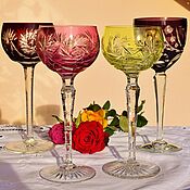 Винтаж handmade. Livemaster - original item Vintage wine glasses made of colored crystal. Germany.. Handmade.