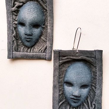 Украшения ручной работы. Ярмарка Мастеров - ручная работа 3D Серьги из натуральной замши "Маски". Handmade.