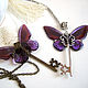 Transparent Pendant Key Purple Butterfly Vintage Key on a Chain. Pendants. WonderLand. My Livemaster. Фото №5
