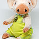 Teddy pig with opal pendant. Piggy, stuffed toy, pig, Teddy Toys, Kamensk-Uralsky,  Фото №1