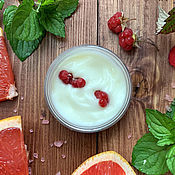 Косметика ручной работы handmade. Livemaster - original item Face cream with lysates (prebiotics) Grapefruit, raspberry, mint. Handmade.