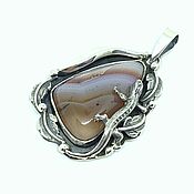 Украшения handmade. Livemaster - original item Lizard pendant with natural agate made of 925 silver SP0156. Handmade.