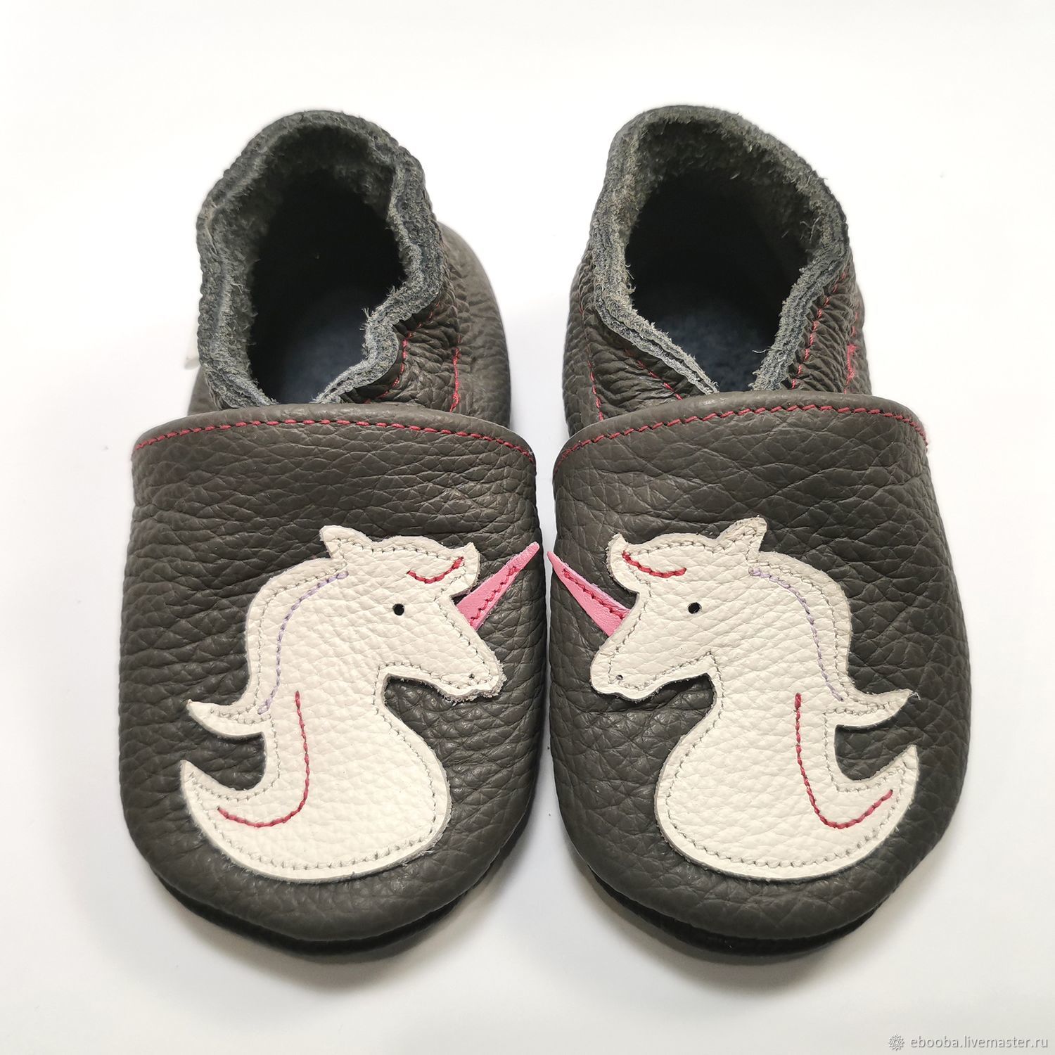 Unicorn Baby Shoes, Gray Girl Shoes 