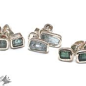 Silver earrings with tourmaline and aquamarine