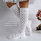 Boots: white summer knitted boots. High Boots. MadameBoots. My Livemaster. Фото №4