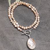Украшения handmade. Livemaster - original item Natural Baroque Pink Pearl Necklace with Pendant. Handmade.