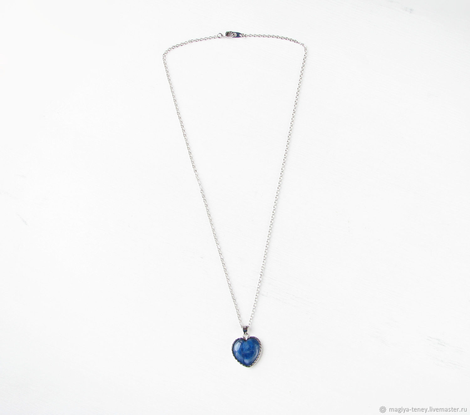 Кулон кианит "Океан" подвеска сердце, синий кулон с кианитом купить в ...