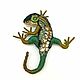 Lizard Brooch embroidered with sequins khaki, Brooches, St. Petersburg,  Фото №1