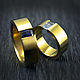 Titanium rings yellow with aquamarine and sapphire, Rings, Moscow,  Фото №1
