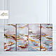 Conjunto de 4 pinturas, abstracción con textura y oro, Pictures, Moscow,  Фото №1