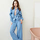 Summer blue muslin suit, shirt, trousers cotton light blue. Suits. mozaika-rus. My Livemaster. Фото №5