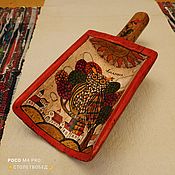 Винтаж: Тарелка старинная деревянная с росписью  "Слон" (Лубок)