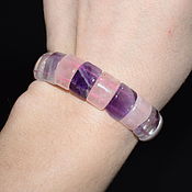 Украшения handmade. Livemaster - original item Natural rose quartz and amethyst bracelet. Handmade.