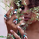 Bug and Rain Ring 925 silver, Turquoise, coral. Rings. ket-di. Online shopping on My Livemaster.  Фото №2