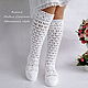 Boots: white summer knitted boots. High Boots. MadameBoots. My Livemaster. Фото №6