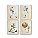 Baseball Set of 4 Posters Baseball Player Retro Sports, Pictures, St. Petersburg,  Фото №1