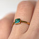 Thin gold ring with natural green turquoise, Rings, Almaty,  Фото №1