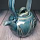 Чайник синий  «Ирисы». Чайники. Pylina-ceramics. Ярмарка Мастеров.  Фото №4