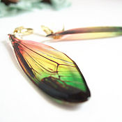 Украшения handmade. Livemaster - original item Dragonfly Wings Earrings Green Yellow Shimmer Gilding 16k Rainbow. Handmade.