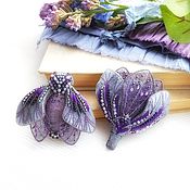 Украшения handmade. Livemaster - original item Magnolia brooch purple with gray, 9 x 8 cm. Handmade.