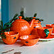 Tangerine tea set. ceramic handmade, Tea & Coffee Sets, Zhukovsky,  Фото №1