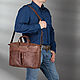 Leather business bag 'the hunter' (light brown). Classic Bag. Russian leather Guild. My Livemaster. Фото №6