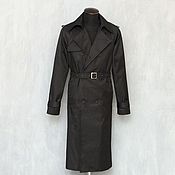 Мужская одежда handmade. Livemaster - original item Men`s trench coat black long, cotton. Handmade.