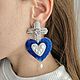 Серьги сердца бархатные синие, серьги кресты. Серьги-пусеты. Nachatova Jewelry. Ярмарка Мастеров.  Фото №10