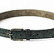 Dark green leather belt, width 3,4 cm. Straps. Two Starlings. My Livemaster. Фото №4