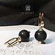 Серьги "Черные шары". Серьги классические. SCARABEY jewelry. Интернет-магазин Ярмарка Мастеров.  Фото №2