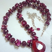 NECKLACE 3niti EARRINGS - RUBIES - brealey, SAPPHIRES beads