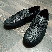 Обувь ручной работы handmade. Livemaster - original item Moccasins made of genuine Python leather and calfskin, in stock!. Handmade.