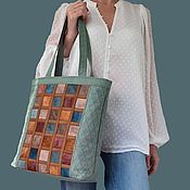Сумки и аксессуары handmade. Livemaster - original item Women`s bag big Dusty mint, shopper, patchwork, boho, 301. Handmade.